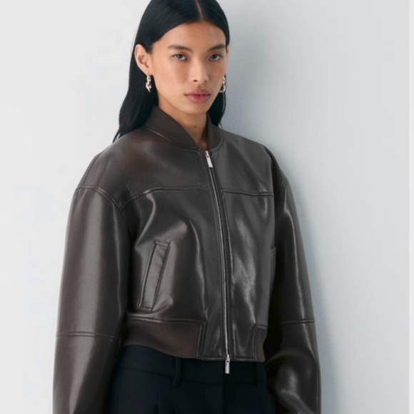 Aritzia Jackets & Blazers - Aritzia synergy leather bomber jacket chocolate brown